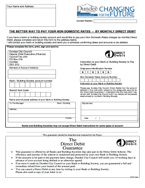 Non Domestic Rates Direct Debit Form
