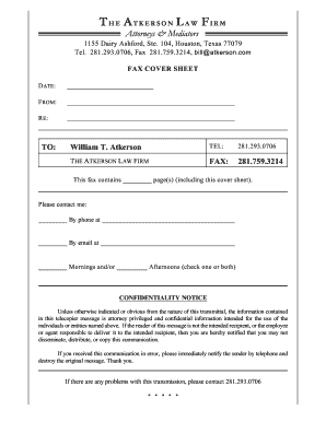 Fax Cover Sheet