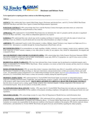 Real Estate Disclosure and Release Form
