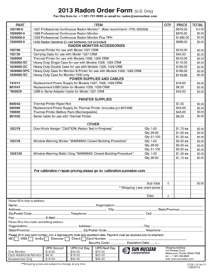 Radon Order Form
