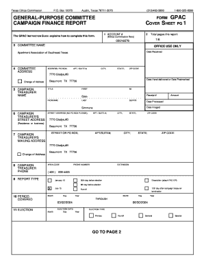 Texas General-Purpose Committee Form GPAC