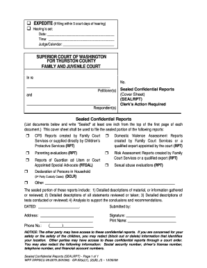 Sealed Confidential Reports Cover Sheet