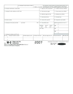 IRS Form W-2 Wage and Tax Statement