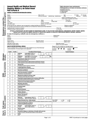 Annual Health and Medical Record Form