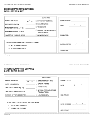 California In-Home Supportive Services Batch Cover Sheet