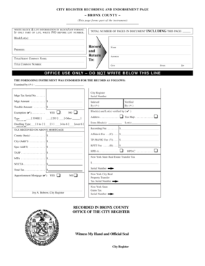 New York City Real Estate Recording Form