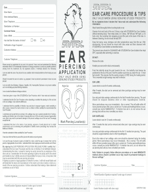 Ear Piercing Application and Release Form