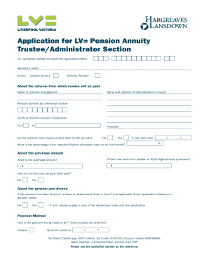 LV= Pension Annuity Application
