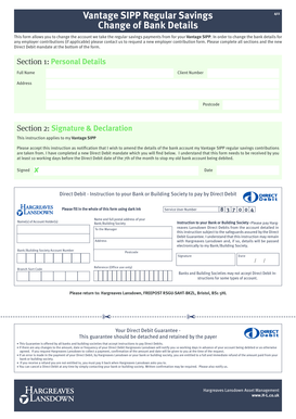 Vantage SIPP Bank Details Change Form