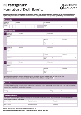 HL Vantage SIPP Death Benefits Nomination Form
