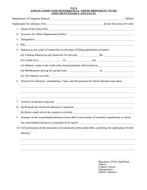 Provident Fund Withdrawal Application