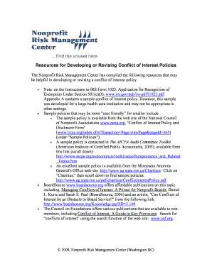 Nonprofit Conflict of Interest Policy Template