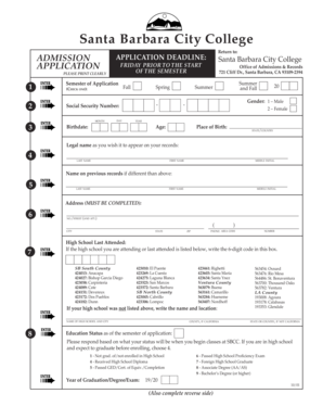Santa Barbara City College Admission Application