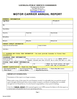 Louisiana Motor Carrier Annual Report