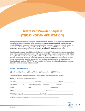 Interested Provider Request Form