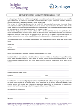 Conflict of Interest and Guarantor Disclosure Form