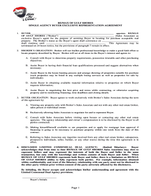 RE/MAX Single Agency Buyer Exclusive Representation Agreement