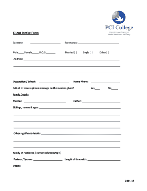 Client Intake Form - PCI College