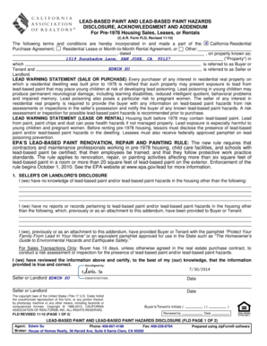 Lead-Based Paint Disclosure Form