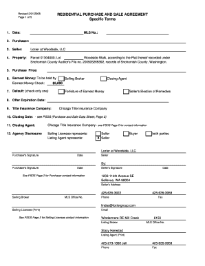 Residential Purchase and Sale Agreement