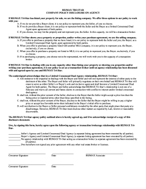 RE/MAX Tri-Star Agency Policy Disclosure