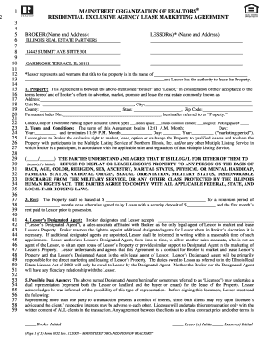 Residential Exclusive Agency Lease Marketing Agreement