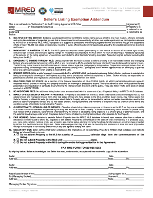 Seller’s Listing Exemption Addendum
