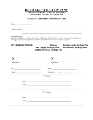Authorization to Release Information and Facilitate Short Sale