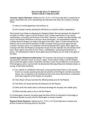 Signature Realty Services Seller Agency Disclosure