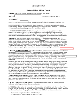 Exclusive Right to Sell Real Property Listing Contract