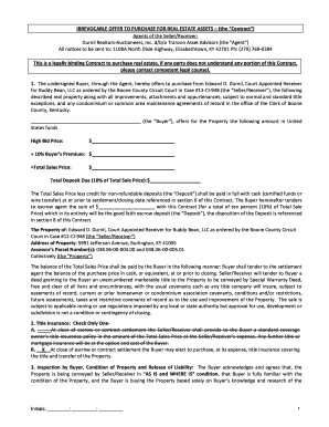 Irrevocable Offer to Purchase Real Estate Assets