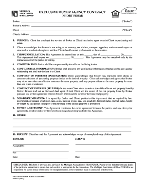 Michigan Exclusive Buyer Agency Contract