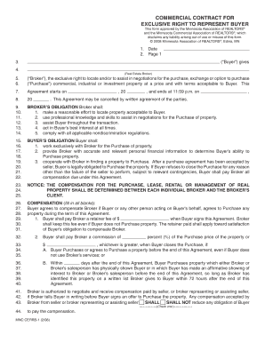 Commercial Contract for Exclusive Right to Represent Buyer