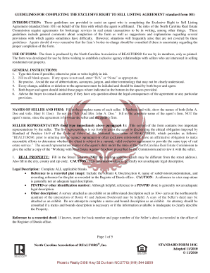 Exclusive Right to Sell Listing Agreement