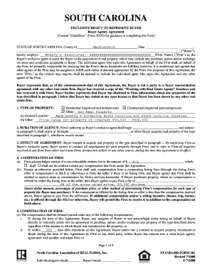 North Carolina Exclusive Right to Represent Buyer Agreement