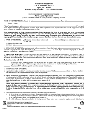 North Carolina Exclusive Right to Represent Buyer Agreement