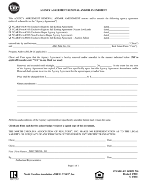 AGENCY AGREEMENT RENEWAL ANDOR AMENDMENT