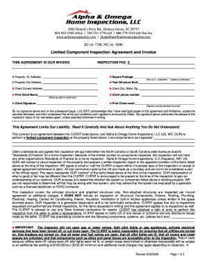 Limited Component Inspection Agreement and Invoice