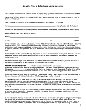 Exclusive Right to Sell or Lease Listing Agreement