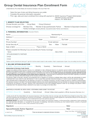 Group Dental Insurance Plan Enrollment Form