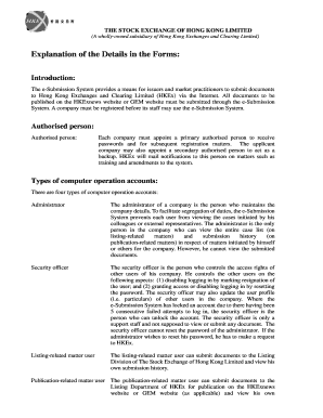Hong Kong Stock Exchange e-Submission Registration Form