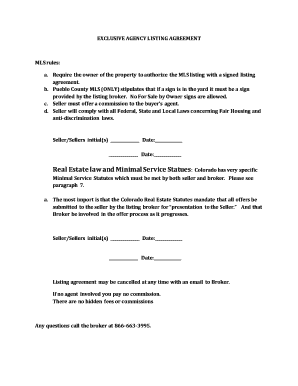 Exclusive Agency Listing Agreement