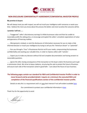 Non-Disclosure Confidentiality Agreement