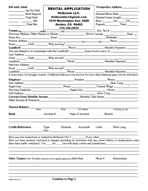 Rental Application Form