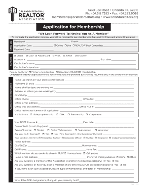 Orlando Regional REALTOR® Association Membership Application