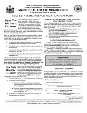 Maine Real Estate Brokerage Relationships Form