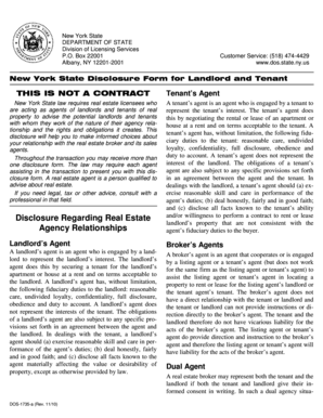 New York State Disclosure Form for Landlord and Tenant