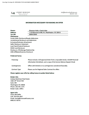 Real Estate Offer Information Form