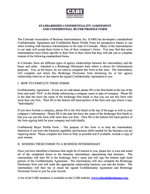 Colorado Confidentiality Agreement and Buyer Profile Form
