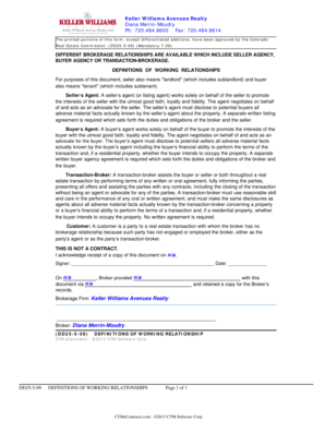 Colorado Real Estate Brokerage Relationship Disclosure